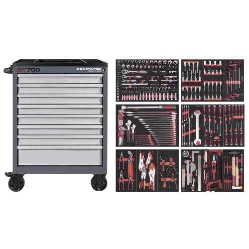 Kraftwerk Tools PRO LINE 102.118.108 BT700 Carrello da officina, 8 cassetti, PRO, 279-pz.