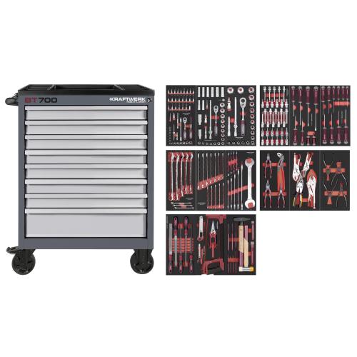 Kraftwerk Tools PRO LINE 102.470.510 BT700 Carrello da officina, 8 cassetti, PRO, 237-pz.