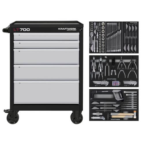 Kraftwerk Tools BASIC LINE 102.105.205 LT700 Carrello da officina, 5 cassetti, BASIC, 173-pz.