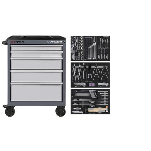 Kraftwerk Tools BASIC LINE 102.115.101 BT700 Carrello da officina, 5 cassetti, BASIC, 173-pz.