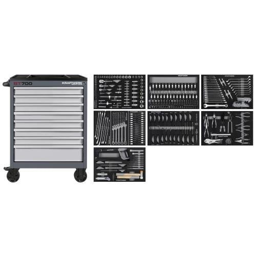Kraftwerk Tools BASIC LINE 102.118.107 BT700 Carrello da officina, 8 cassetti, BASIC, 351-pz.
