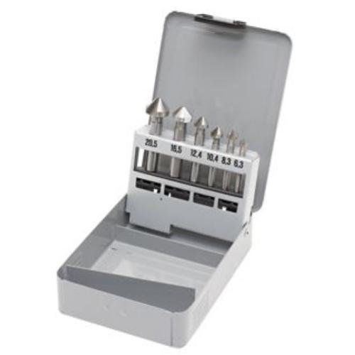 Kraftwerk Tools 18200 6pz- Set di frese 90° a sbavare ed incassare in HSS Co5