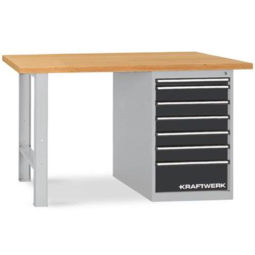 Kraftwerk Tools 115.150.005 Banco da lavoro 840x1500x700 mm, cassettiera con 7 cassetti