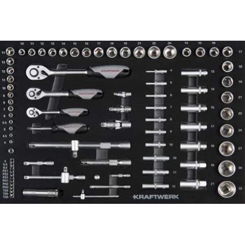 Kraftwerk Tools 105.102.011 Inserto di bussole 1/4"+3/8"+1/2" 86-pz.