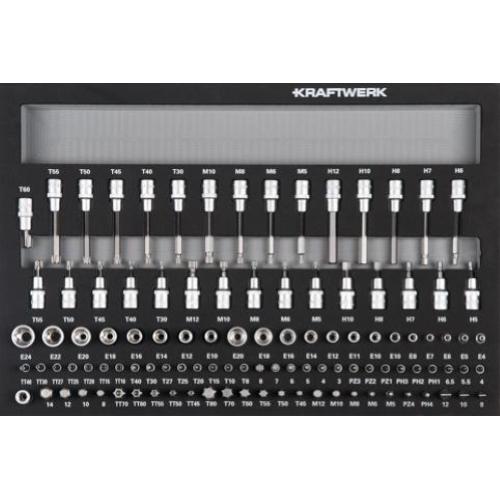 Kraftwerk Tools 105.102.015 Cassetto per chiave a bussola 1/4" + 3/8"+ 1/2 107-pz.