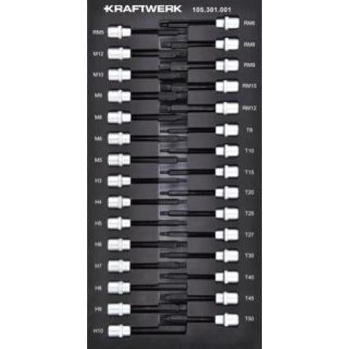 Kraftwerk Tools 105.301.001 3/8'' Bussola esagonale TX Multi-dente Ribe 30-pz Inlay20x40