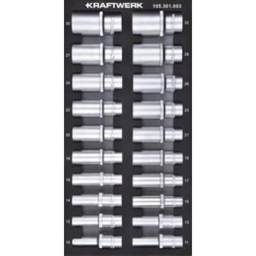 Kraftwerk Tools 105.301.003 1/2'' Bussola esagonale metrica lunga 20-pz. Inlay 20x40