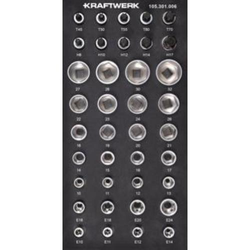 Kraftwerk Tools 105.301.006 1/2'' Set di bussole esagonali TX 38-pz. Inlay 20x40