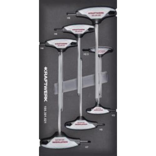Kraftwerk Tools 105.301.021 Impugnatura a T Bussola esagonale sferica 7 pz inserto 20x40