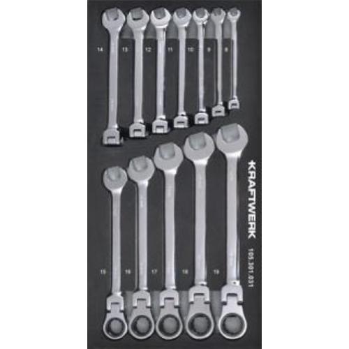 Kraftwerk Tools 105.301.031 Set di cricchetti ad anello congiunto 12 pz. Inlay 20x40