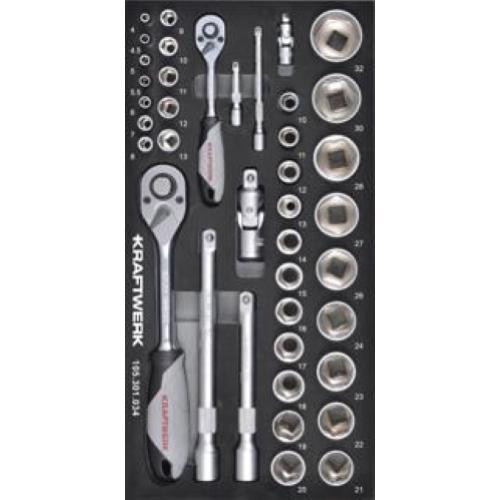 Kraftwerk Tools 105.301.034 1/4" + 1/2" set cricchetto reversibile 40-pz. Inserto 20x40