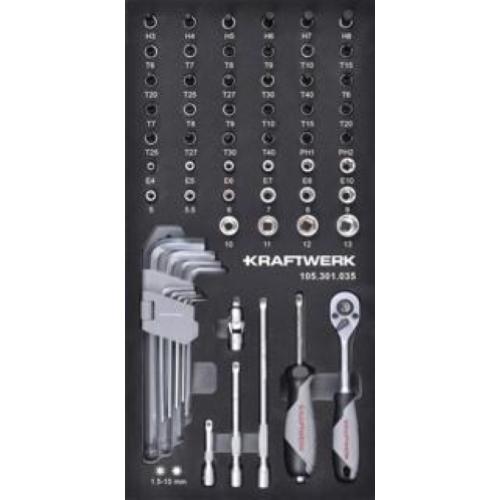 Kraftwerk Tools 105.301.035 1/4" set cricchetto reversibile 61-pz. Inserto 20x40