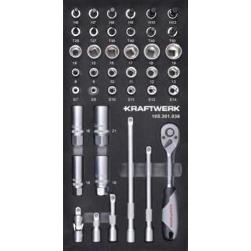 Kraftwerk Tools 105.301.036 Set di cricchetti reversibili 3/8" 40-pz. Inserto 20x40