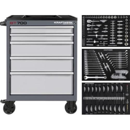 Kraftwerk Tools 102.115.100 Carrello da officina BT700, 5 cassetti, 154 pz.