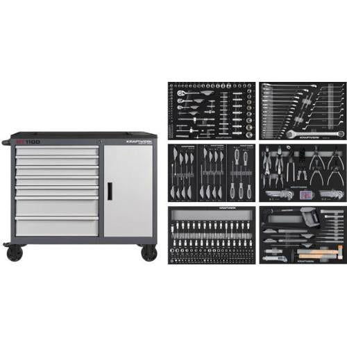 Kraftwerk Tools 102.317.100 Carrello da officina BT1100, 7 cassetti, 300 pz.