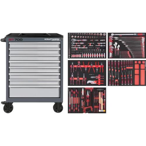 Kraftwerk Tools 102.470.515 Carrello da officina BT700 8 cassetti 242 pz.