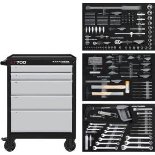 Kraftwerk Tools 102.105.204 LT LINE carrello da officina LT700, 5 cassetti, 259 pzi.