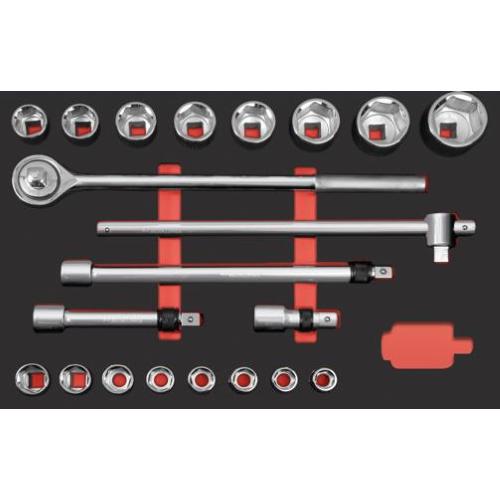 Kraftwerk Tools 105.502.030 PRO LINE EVA Inserto chiavi a bussola 3/4" 60x40 cm 21 pz.