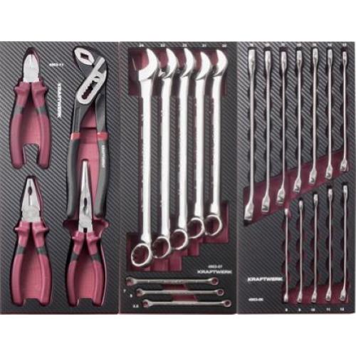 Kraftwerk Tools 105.515.002 Assort. di utensili, EVA, combinazione di chiavi e pinze, 24 pz