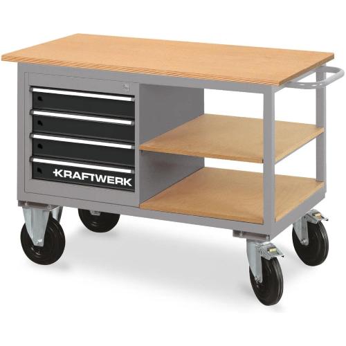Kraftwerk Tools 143.835.007 Carrello da officina con 4 cassetti e 2 ripiani