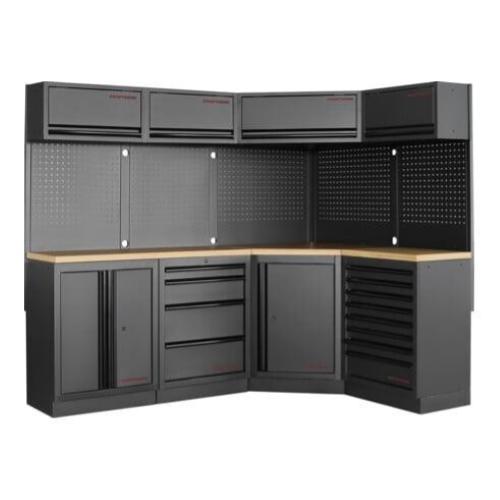 Kraftwerk Tools 3964N-BLK MOBILIO BLK Mobili da officina a 4 elementi, Faggio