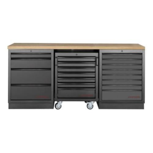Kraftwerk Tools 3964K-BLK-002 MOBILIO BLK Mobili da officina a 3 elementi, Faggio