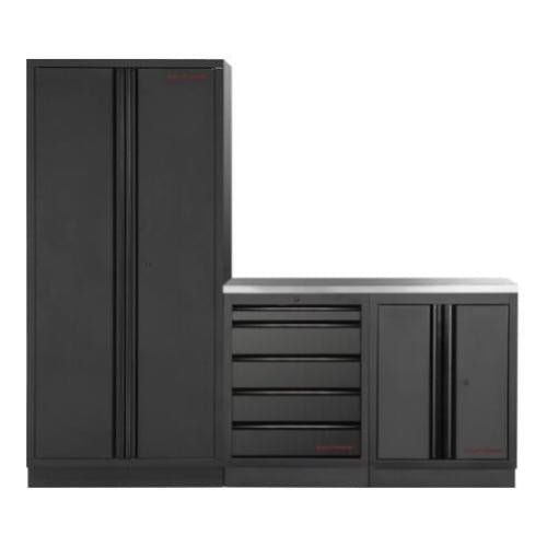 Kraftwerk Tools 3964K-BLK-012-IX MOBILIO BLK Mobili da officina a 3 elementi, Inox