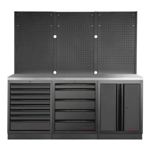 Kraftwerk Tools 3964K-BLK-006-IX MOBILIO BLK Mobili da officina a 3 elementi, Inox