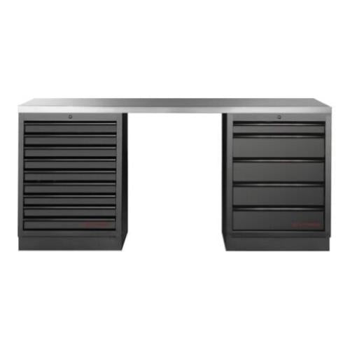 Kraftwerk Tools 3964K-BLK-007-IX MOBILIO BLK Mobili da officina a 2 elementi, Inox