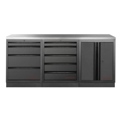 Kraftwerk Tools 3964K-BLK-001-IX MOBILIO BLK Mobili da officina a 3 elementi, Inox