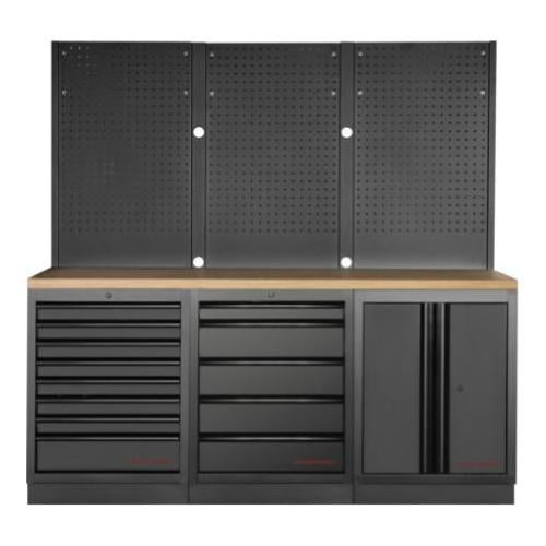 Kraftwerk Tools 3964K-BLK-006 MOBILIO BLK Mobili da officina a 3 elementi, Faggio