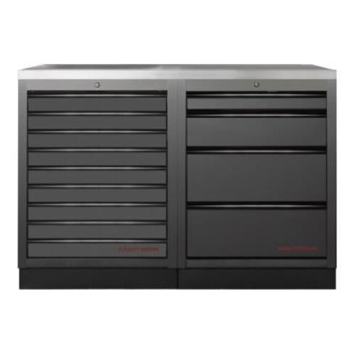 Kraftwerk Tools 3964K-BLK-008-IX MOBILIO BLK Mobili da officina a 2 elementi, Inox