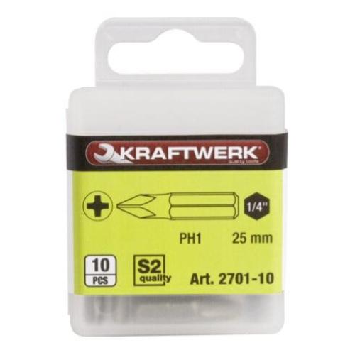 Kraftwerk Tools 2701-10 1/4'' Inserto Phillips 25 mm Nr. 1, 10 pz.