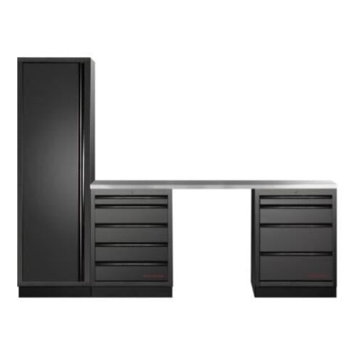 Kraftwerk Tools 3964K-BLK-014-IX MOBILIO BLK Mobili da officina a 3 elementi, Inox