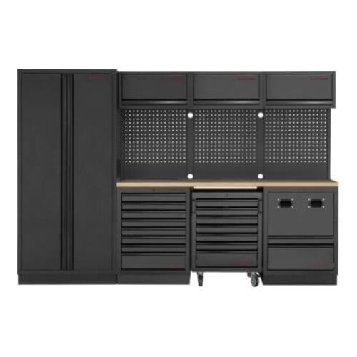 Kraftwerk Tools 3964K-BLK MOBILIO BLK Mobili da officina a 4 elementi, Faggio