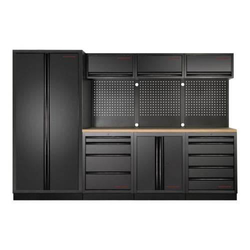 Kraftwerk Tools 3964G-BLK-EX MOBILIO-EX BLK Mobili da officina a 4 elementi, Faggio