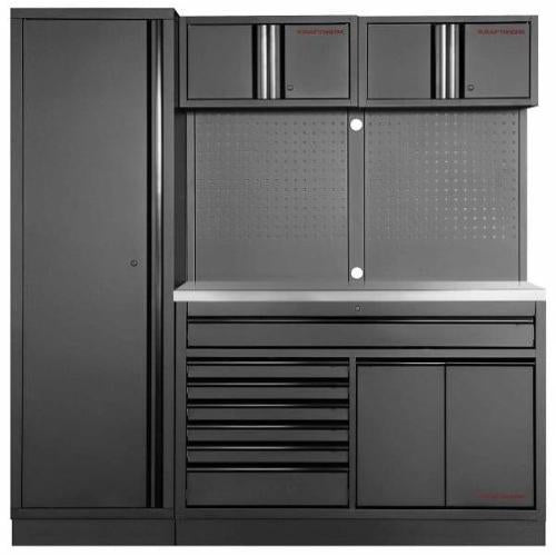 Kraftwerk Tools 3964K-BLK-021-IX MOBILIO BLK Mobili da officina a 2 elementi, Inox