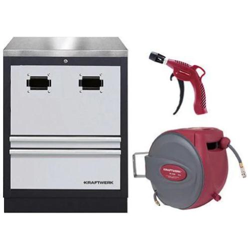 Kraftwerk Tools 3964-28-96 Armadio per avvolgicavo con set acciaio inox
